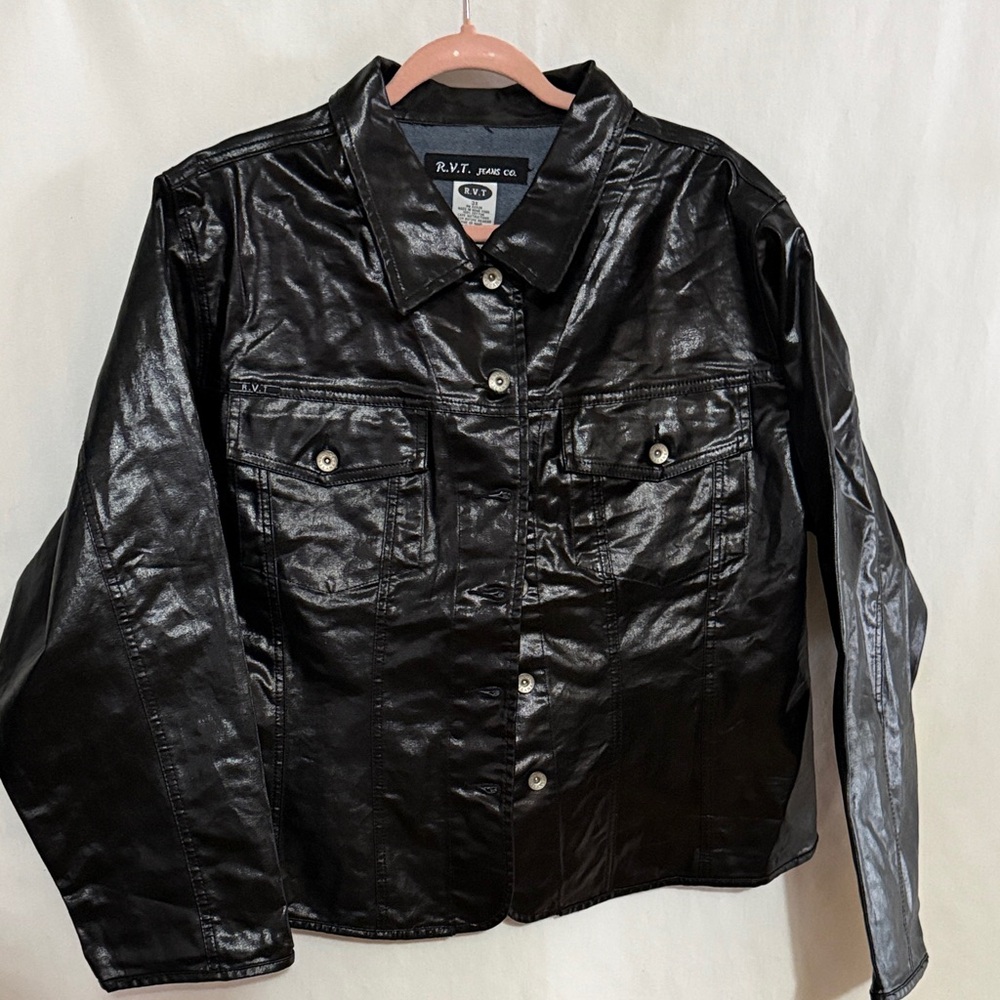 RVT Women’s Shiny Black Shirt Jacket, Size 3X, NWOT, MAKE AN OFFER!!!